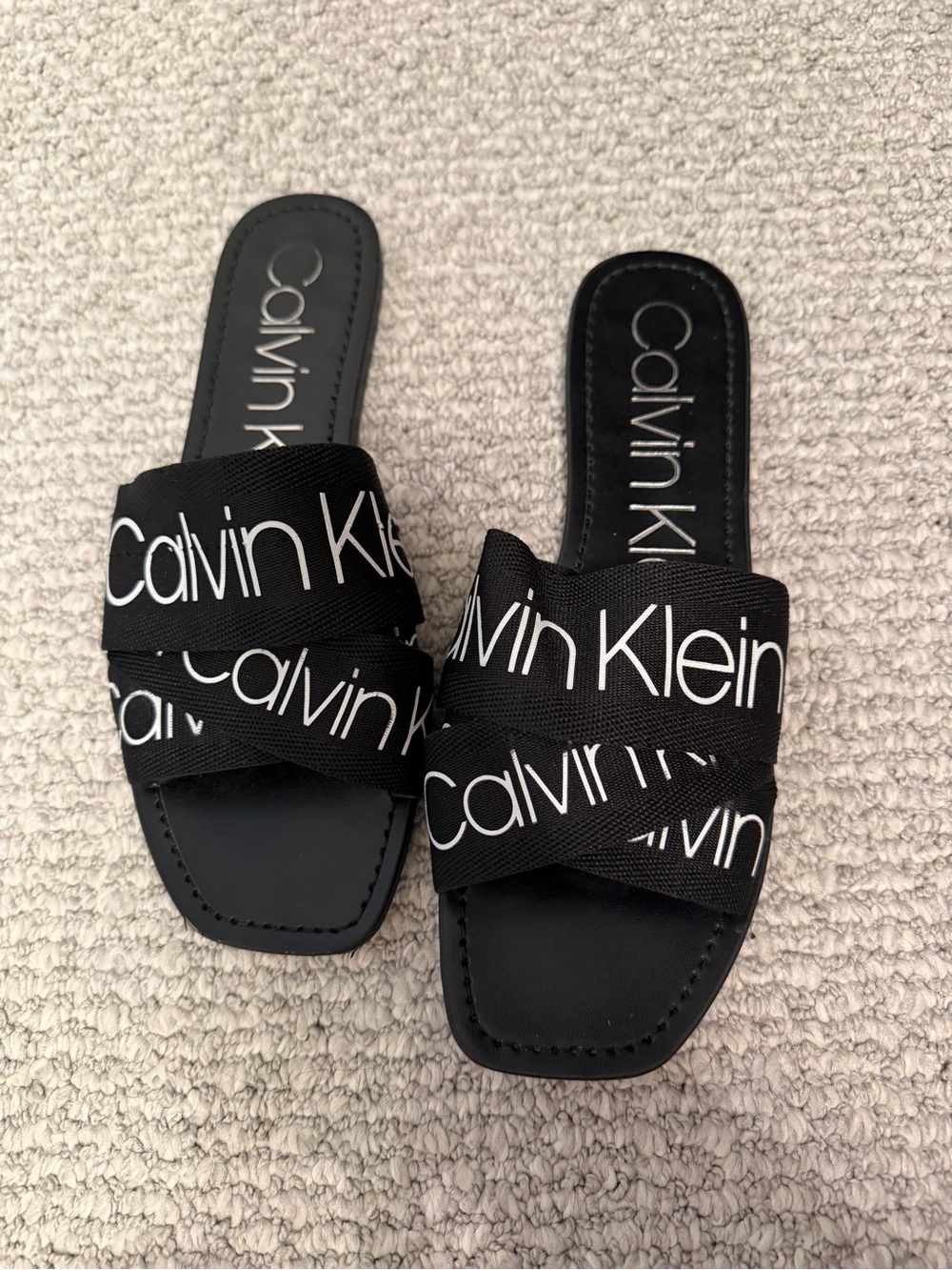Calvin Klein Black Slides with White Logo Straps